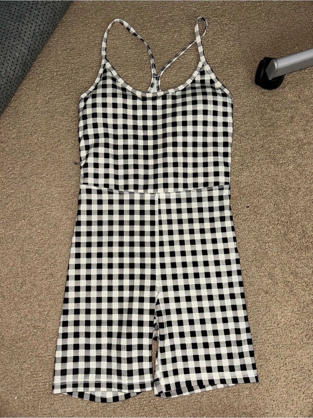 Old Navy Black & White Gingham One-Piece Romper